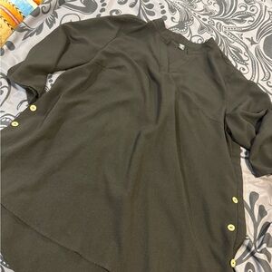 SHEIN black Button-Accent Blouse